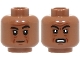 Part No: 3626pb3635  Name: Minifigure, Head Dual Sided Black Eyebrows, Reddish Brown Wrinkles and Chin Dimple, Furrowed Brow, Neutral / Open Mouth Scowl Pattern