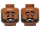 Part No: 3626pb3724  Name: Minifigure, Head Dual Sided Black Eyebrows, Beard and Moustache, Open Mouth Smile with Teeth Pattern / Raised Left Eyebrow Pattern