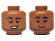 Part No: 3626pb3729  Name: Minifigure, Head Dual Sided Black Eyebrows and Stubble, Scar on Right Eyebrow, Closed Mouth Smile / Open Mouth Grin with Teeth Pattern