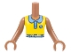 Lot ID: 387956703  Part No: FTGpb410c01  Name: Torso Mini Doll Girl Yellow Sleeveless Top, Medium Blue Collar and Badge, White Belt Pattern, Medium Brown Arms with Hands