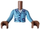 Lot ID: 402098340  Part No: FTGpb430c01  Name: Torso Mini Doll Girl Bright Light Blue Jacket with Medium Lavender Buttons, Pockets and Collar Edges over White Shirt Pattern, Medium Brown Arms with Hands with Bright Light Blue Long Sleeves