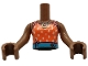 Part No: FTGpb505c01  Name: Torso Mini Doll Girl Coral Halter Top with White Dots, Medium Azure Belt with Gold Button and Horseshoe Necklace Pattern, Medium Brown Arms with Hands