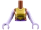 Part No: FTGpb535c01  Name: Torso Mini Doll Girl Gold Breastplate Armor, Dark Purple Midriff Pattern, Lavender Arms with Hands