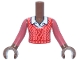 Part No: FTGpb555c01 Name: Torso Mini Doll Girl Coral and Red Cable Knit Sweater Vest over White Shirt with Collar Pattern, Medium Brown Arms with Hands with Coral Long Sleeves Part No: FTGpb555c01 Name: Torso Mini Doll Girl Coral and Red Cable Knit Sweater Vest over White Shirt with Collar Pattern, Medium Brown Arms with Hands with Coral Long Sleeves