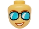 Lot ID: 411715303  Part No: 106021  Name: Mini Doll, Head Friends with Dark Orange Eyebrows and Lips, Black Sunglasses with Medium Azure Lenses, Open Mouth Smile Pattern