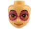 Part No: 111994  Name: Mini Doll, Head Friends with Black Eyebrows, Reddish Brown Eyes, Magenta Sunglasses with Dark Orange Lenses, Nougat Lips, Closed Mouth Smile Pattern