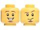 Lot ID: 401418403  Part No: 28621pb0102  Name: Minifigure, Head Dual Sided Dark Brown Eyebrows and Goatee, Smile with Teeth / Smirk with Raised Eyebrow Pattern - Vented Stud