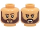 Part No: 3626cpb3134  Name: Minifigure, Head Dual Sided Dark Brown Eyebrows and Full Beard, Nougat Cheek Lines, Neutral / Angry with Open Mouth with Teeth Pattern - Hollow Stud