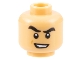 Lot ID: 356658283  Part No: 3626cpb3161  Name: Minifigure, Head Black Thick Eyebrows Raised, Scowl with Teeth Pattern - Hollow Stud