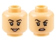 Part No: 3626cpb3172  Name: Minifigure, Head Dual Sided Female Black Eyebrows, Nougat Eye Shadow and Lips, Open Smile / Disgust with Raised Eyebrow Right Pattern - Hollow Stud