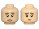 Part No: 3626cpb3240  Name: Minifigure, Head Dual Sided Female Black Eyebrows, Medium Nougat Lips, Open Mouth Smile with Teeth / Sad Pattern - Hollow Stud