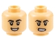 Part No: 3626pb3174  Name: Minifigure, Head Dual Sided Female Black Thick Eyebrows, Chin Dimple, Open Mouth Smile / Gritted Teeth Pattern