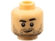 Part No: 3626pb3187  Name: Minifigure, Head Black Eyebrows and Beard Stubble with Smirk and Chin Dimple Pattern