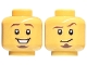 Part No: 3626pb3421  Name: Minifigure, Head Dual Sided Dark Brown Eyebrows and Goatee, Smile with Teeth / Smirk with Raised Eyebrow Pattern