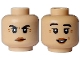 Part No: 3626pb3598 Name: Minifigure, Head Dual Sided Female Black Eyebrows Raised, Dark Orange Wrinkles and Lips, Mouth Closed Angry / Open Smile with White Teeth Pattern Part No: 3626pb3598 Name: Minifigure, Head Dual Sided Female Black Eyebrows Raised, Dark Orange Wrinkles and Lips, Mouth Closed Angry / Open Smile with White Teeth Pattern