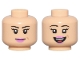 Part No: 3626pb3617  Name: Minifigure, Head Dual Sided Female, Thin Black Eyebrows, Long Eyelashes, Dimple, Dark Pink Lips, Closed Mouth Smile / Open Mouth Smile Pattern