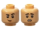 Part No: 3626pb3657  Name: Minifigure, Head Dual Sided Black Eyebrows, Eyelids, Dark Orange Chin Dimple, Smirk / Scared Open Mouth with Teeth Pattern