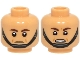 Part No: 3626pb3707  Name: Minifigure, Head Dual Sided Dark Brown Eyebrows, Black Chin Strap, Medium Nougat Cheek Lines, Neutral / Scared Open Mouth with Teeth Pattern