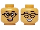 Part No: 3626pb3725  Name: Minifigure, Head Dual Sided Female Black Eyebrows, Eyelashes and Glasses, Open Mouth Grin with Teeth and Red Tongue / Eyes Closed Pattern