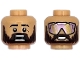 Part No: 3626pb3871  Name: Minifigure, Head Dual Sided Black Eyebrows, Scar, Dark Brown Moustache, Full Beard, Scared Open Mouth with Teeth Parted / Open Mouth Smile, Metallic Pink and Gold Sunglasses Pattern