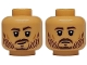 Part No: 3626pb3873  Name: Minifigure, Head Dual Sided Dark Brown Eyebrows, Goatee Beard and Stubble, Medium Nougat Cheek Lines, Smirk / Stern Pattern