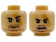 Part No: 3626pb3959  Name: Minifigure, Head Dual Sided Black Eyebrows, 3 Medium Nougat Diagonal Scars, Reddish Brown Beard Stubble, White Glints, Closed Mouth Neutral / Silver Glints, Open Mouth Angry Pattern