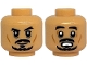 Part No: 3626pb4006 Name: Minifigure, Head Dual Sided Black Thick Eyebrows, Moustache and Goatee, Medium Nougat Cheek Lines, Closed Mouth Grin / Open Mouth Scared with Teeth Pattern Part No: 3626pb4006 Name: Minifigure, Head Dual Sided Black Thick Eyebrows, Moustache and Goatee, Medium Nougat Cheek Lines, Closed Mouth Grin / Open Mouth Scared with Teeth Pattern