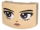 Lego part: Wedge 3 x 4 x 1 1/3 Triple Curved No Studs with Black Eyebrows, Dark Brown Eyes Looking Right, Nose and Copper Lips Pattern (Wednesday Addams Face)