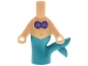 Part No: 65213pb01  Name: Micro Doll, Body Mermaid with Molded Dark Turquoise Tail and Printed Dark Purple and Medium Lavender Shells Bra, and Medium Nougat Navel Pattern