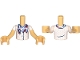 Part No: FTBpb128c01  Name: Torso Mini Doll Boy White Shirt with Polka Dots and Three Dark Blue Buttons, and Red, White and Bright Light Blue Bandana Pattern, Medium Tan Arms with Hands with White Short Sleeves