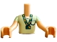 Part No: FTBpb139c01  Name: Torso Mini Doll Boy Yellowish Green T-Shirt with Black Pocket and Trim and Green, Reddish Brown and Yellow  Sunflower Lanyard Pattern, Medium Tan Arms with Hands with Yellowish Green Short Sleeves