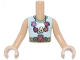 Part No: FTBpb147c01  Name: Torso Mini Doll Boy Light Aqua Sleeveless Shirt, Gold Belt and Collar, Reddish Orange, Red and Dark Pink Necklace Pattern, Medium Tan Arms with Hands