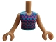 Lot ID: 342045310  Part No: FTGpb415c01  Name: Torso Mini Doll Girl Dark Pink and Medium Azure Top with Scales and Dark Purple Edges Pattern, Medium Tan Arms with Hands