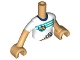 Part No: FTGpb481c01  Name: Torso Mini Doll Girl White Knotted T-Shirt with Orange Tent and Dark Blue Trees, Dark Turquoise Sky Stripes and Ground Pattern, Medium Tan Arms with Hands with White Short Sleeves