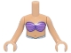 Part No: FTGpb533c01  Name: Torso Mini Doll Girl Medium Lavender Bikini Shell Bra Top, Metallic Light Blue and White Belt Pattern, Medium Tan Arms with Hands
