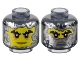 Part No: 3626pb3523  Name: Minifigure, Head Dual Sided Yellow Face, Black Notched Eyebrows, Medium Nougat Eye Shadow, Neutral / Silver Half Mask Pattern