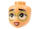 Part No: 103989  Name: Mini Doll, Head Friends with Black Eyebrows, Large Bright Green Glasses, Olive Green Eyes, Dark Red Lips, Open Mouth Smile with Teeth Pattern
