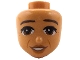 Part No: 110339  Name: Mini Doll, Head Friends with Dark Brown Eyebrows, Black Eyelashes, Reddish Brown Eyes, Dark Orange Lips, Cheek Lines and Wrinkles, Open Mouth Smile with Teeth Pattern