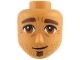 Part No: 112389  Name: Mini Doll, Head Friends Male Large with Reddish Brown Thick Eyebrows and Goatee, Dark Orange Eyes, Stubble and Wrinkles, Lopsided Closed Mouth Pattern