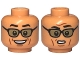 Lot ID: 405641195  Part No: 28621pb0073  Name: Minifigure, Head Dual Sided Black Eyebrows, Reddish Brown Cheek Lines, Sunglasses with Dark Tan Lenses, Open Mouth Smile / Confused Pattern - Vented Stud