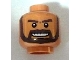 Part No: 3626bpb0384  Name: Minifigure, Head Beard Dark Brown, White Pupils and Grin with Teeth Pattern - Blocked Open Stud
