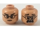 Lot ID: 297003142  Part No: 3626cpb2157  Name: Minifigure, Head Dual Sided Black Glasses, Black Eyebrows, Neutral / Scared with Gap in Teeth Pattern - Hollow Stud