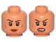 Part No: 3626cpb2286  Name: Minifigure, Head Dual Sided Female, Black Eyebrows, Dark Orange Lips, Lines on Cheeks, Neutral / Angry Pattern - Hollow Stud