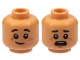 Part No: 3626cpb2421  Name: Minifigure, Head Dual Sided Child, Reddish Brown Freckles, Grin / Scared Open Mouth, Black Eyebrows Rounded Ends Pattern - Hollow Stud