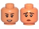 Part No: 3626cpb2624  Name: Minifigure, Head Dual Sided Female, Black Eyebrows, Reddish Brown Lips, Open Mouth Smile / Sad Pattern - Hollow Stud