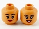 Part No: 3626cpb2706  Name: Minifigure, Head Dual Sided Female, Black Eyebrows, Gold Bindi, Red Lips, Lopsided Grin / Open Smile Pattern - Hollow Stud