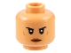 Part No: 3626cpb2928  Name: Minifigure, Head Female Black Eyebrows, Reddish Brown Lips and Cheek Lines, Frown Pattern - Hollow Stud