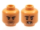 Part No: 3626cpb2931  Name: Minifigure, Head Dual Sided, Black Eyebrows and Goatee Stubble, Frown / Open Smile with Teeth Pattern - Hollow Stud