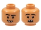 Part No: 3626cpb3025  Name: Minifigure, Head Dual Sided, Black Eyebrows, Gap in Teeth, Stubble, Lopsided Smile / Scared Pattern - Hollow Stud