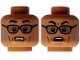 Part No: 3626cpb3033  Name: Minifigure, Head Dual Sided, Black Eyebrows, Glasses, Cheek Lines, Water Drops, Scared / Terrified Pattern - Hollow Stud